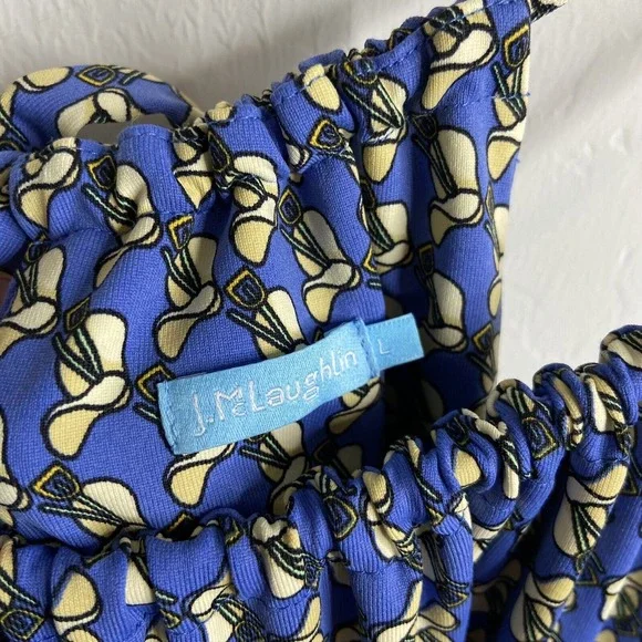 J McLaughlin dress women sz Large halter sleeveless navy blue catalina cloth - Picture 4 of 6